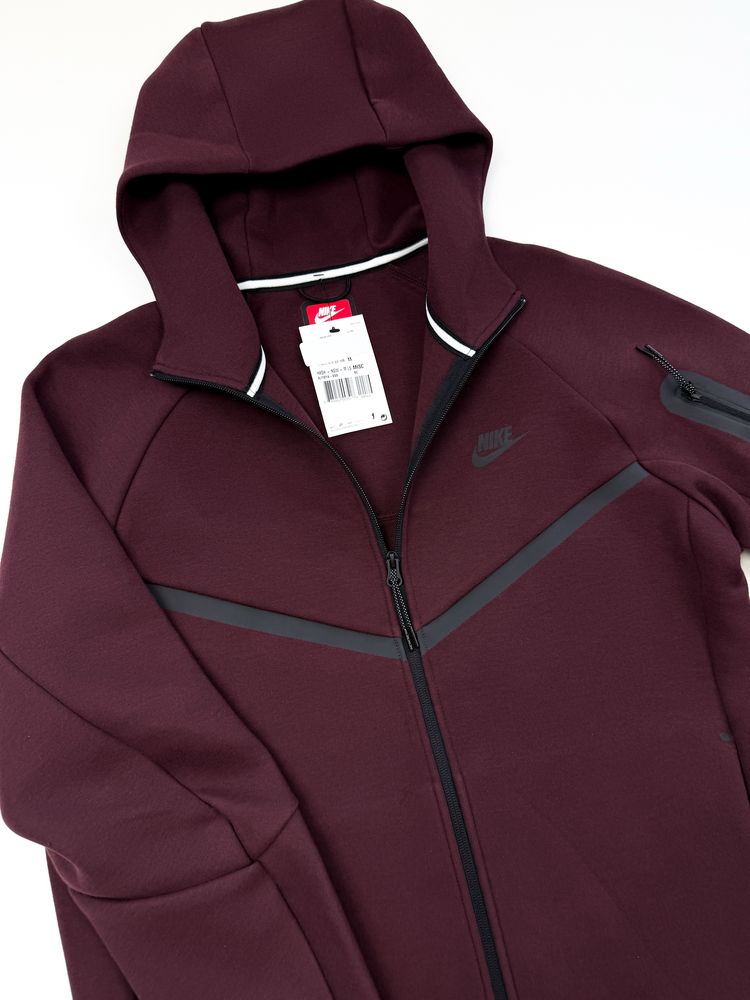 Оригінал! Зіп худі Nike Tech Fleece бордове (М) / Нове з бірками!