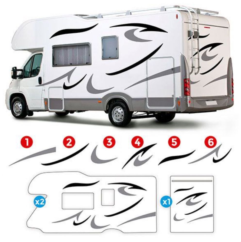 Zestaw naklejek kamper multivan transporter chauston adria dethfless