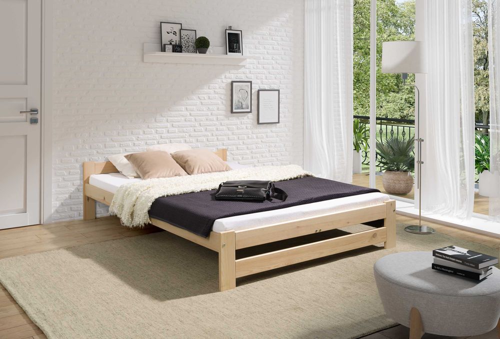 ŁÓŻKO EKO drewniane sosnowe 140x200 + stelaż PRODUCENT