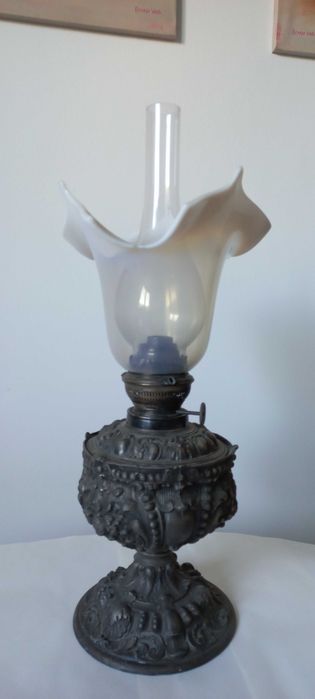 lampa naftowa antyk posrebrzana