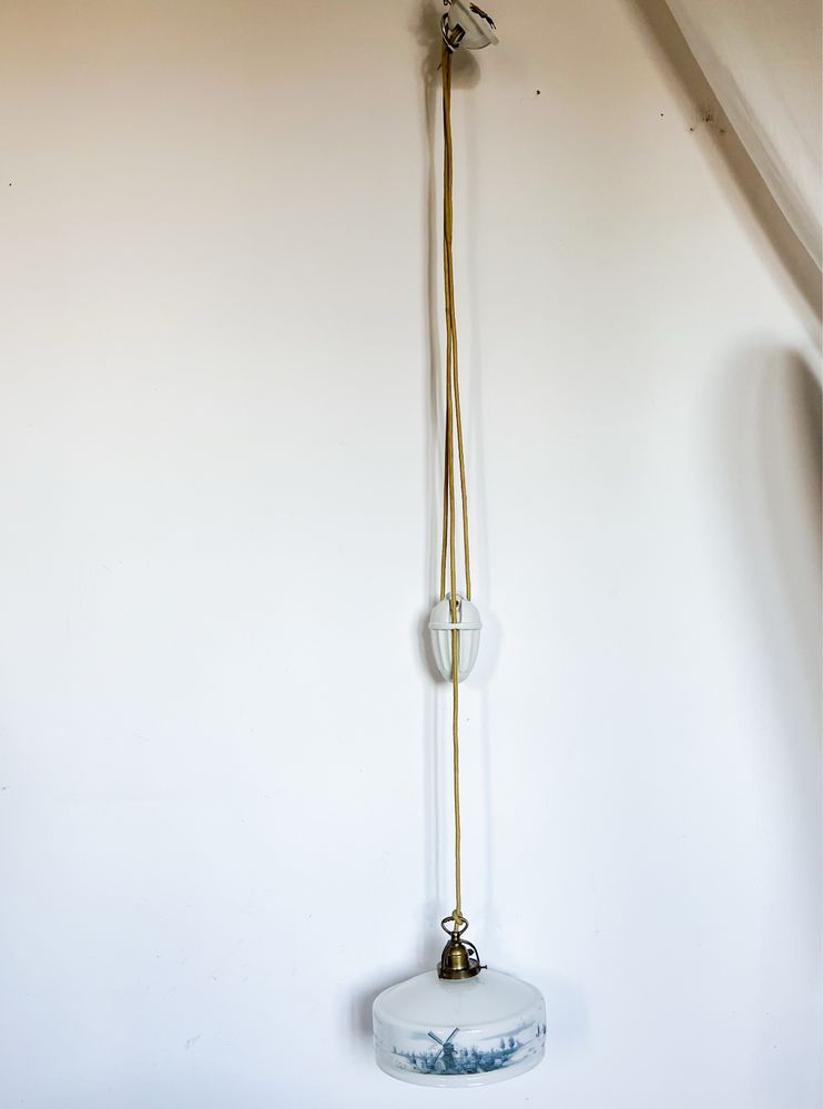 Lampa wisząca ceramiczna z przeciwwagą Holenderska Vintage 1960