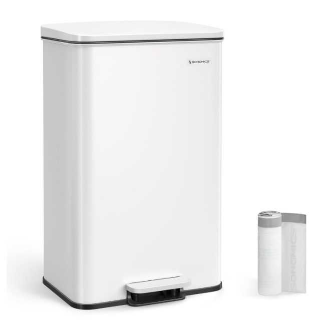 Kosz na śmieci 1 komorowy 40L Songmics LTB540W4002 biały