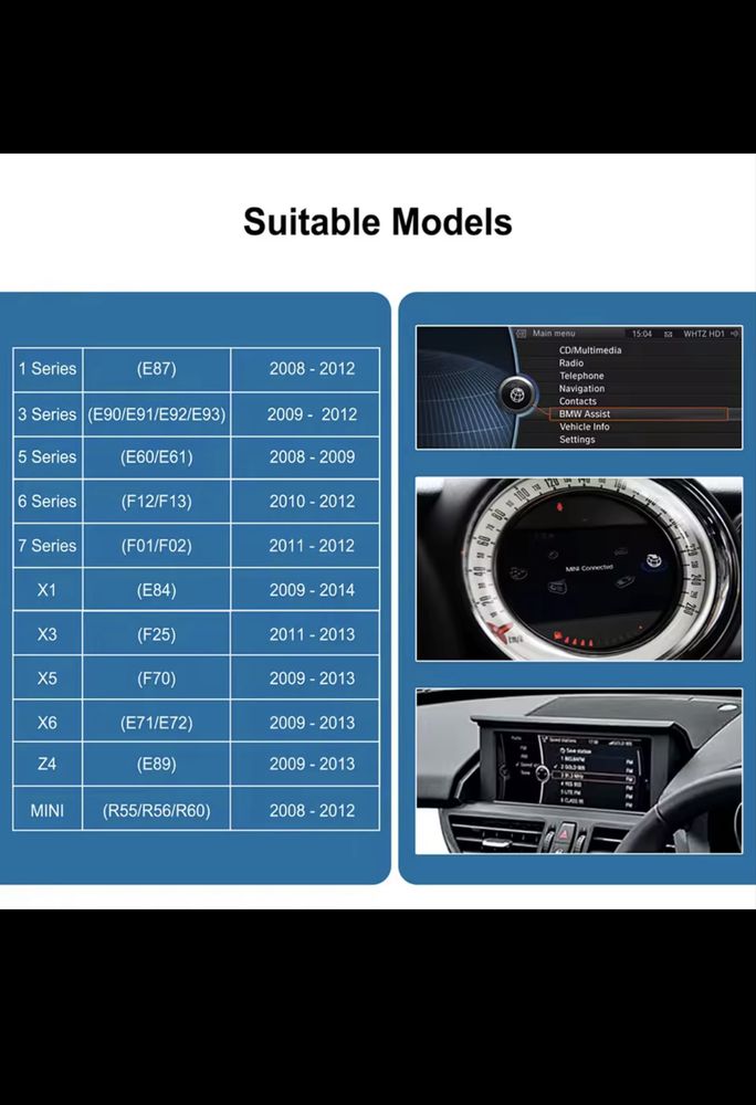 CarPlay / Android Auto для автомобілів BMW з мультимедіа типу CIC