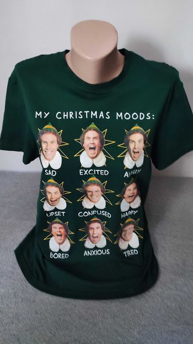 T-shirt klasyczny zielony świąteczny koszulka z nadrukiem rozmiar M