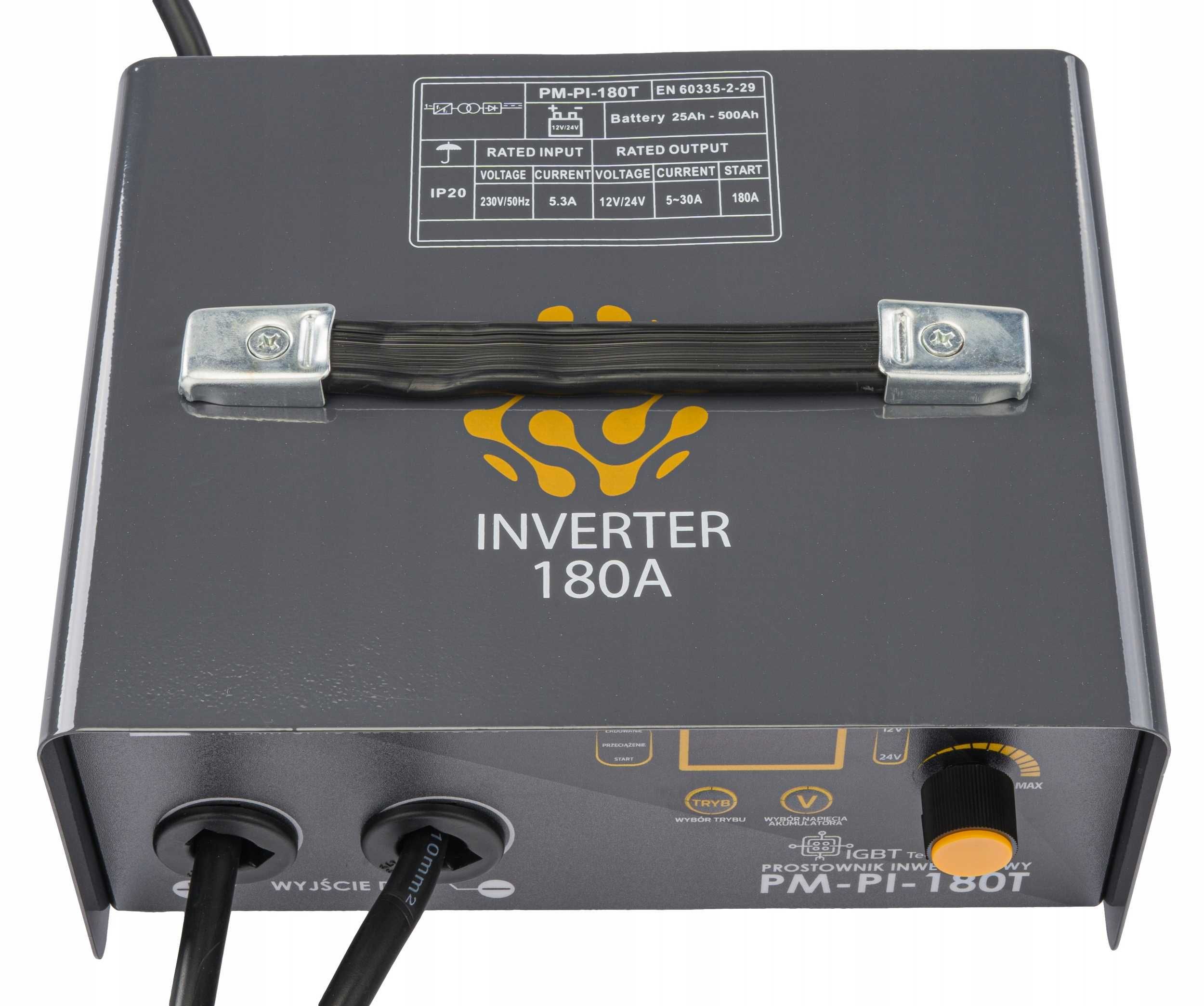 Prostownik Inwertorowy Powermat PM-PI-180T 12V/24V 180A Rozruchowy