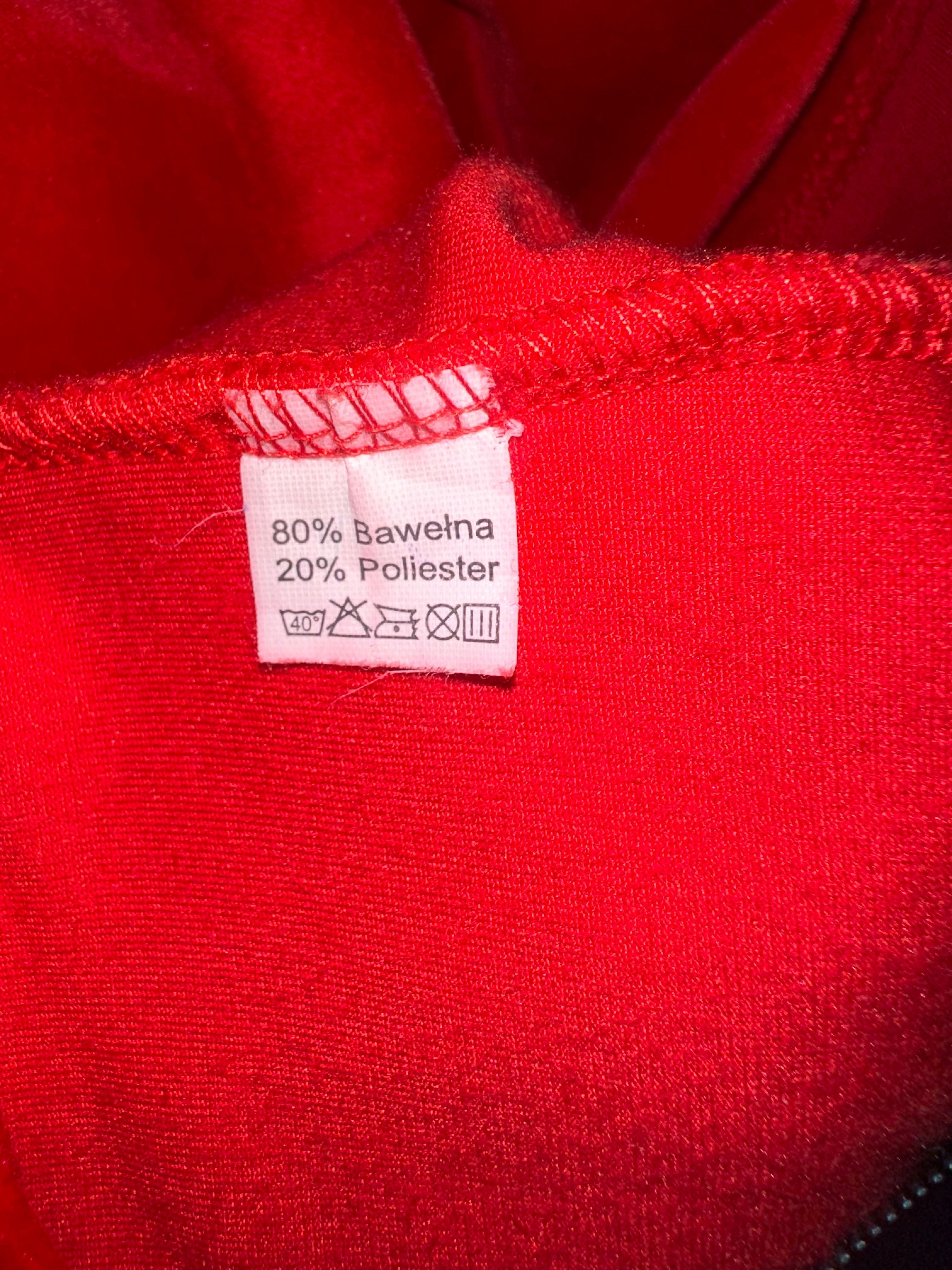 czerwona sukienka welurowa nowa r M 38 ze ściągaczem bufiaste rękawy