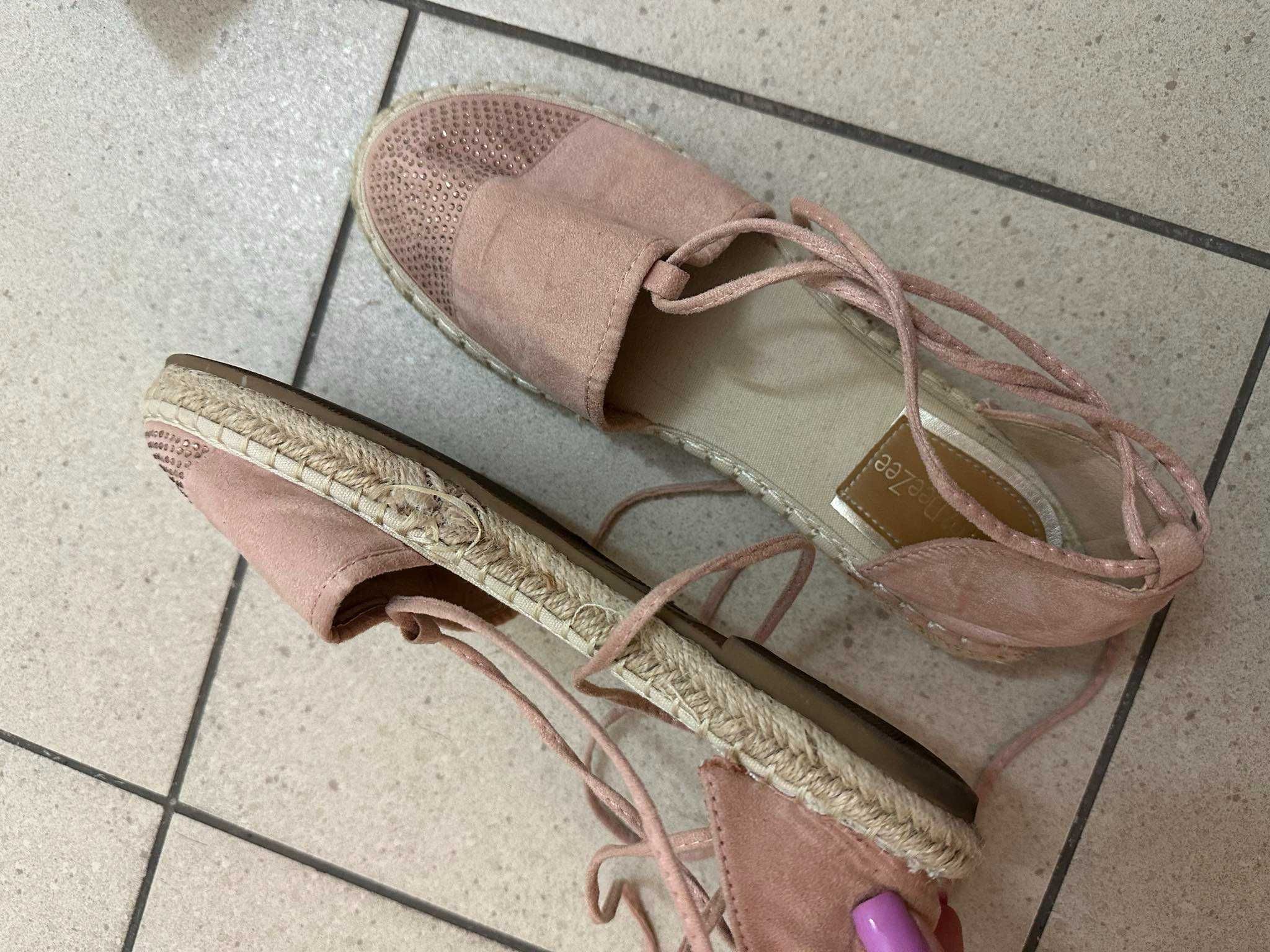 Espadryle różowe obuwie letnie wiązane 39 deeze ccc zara