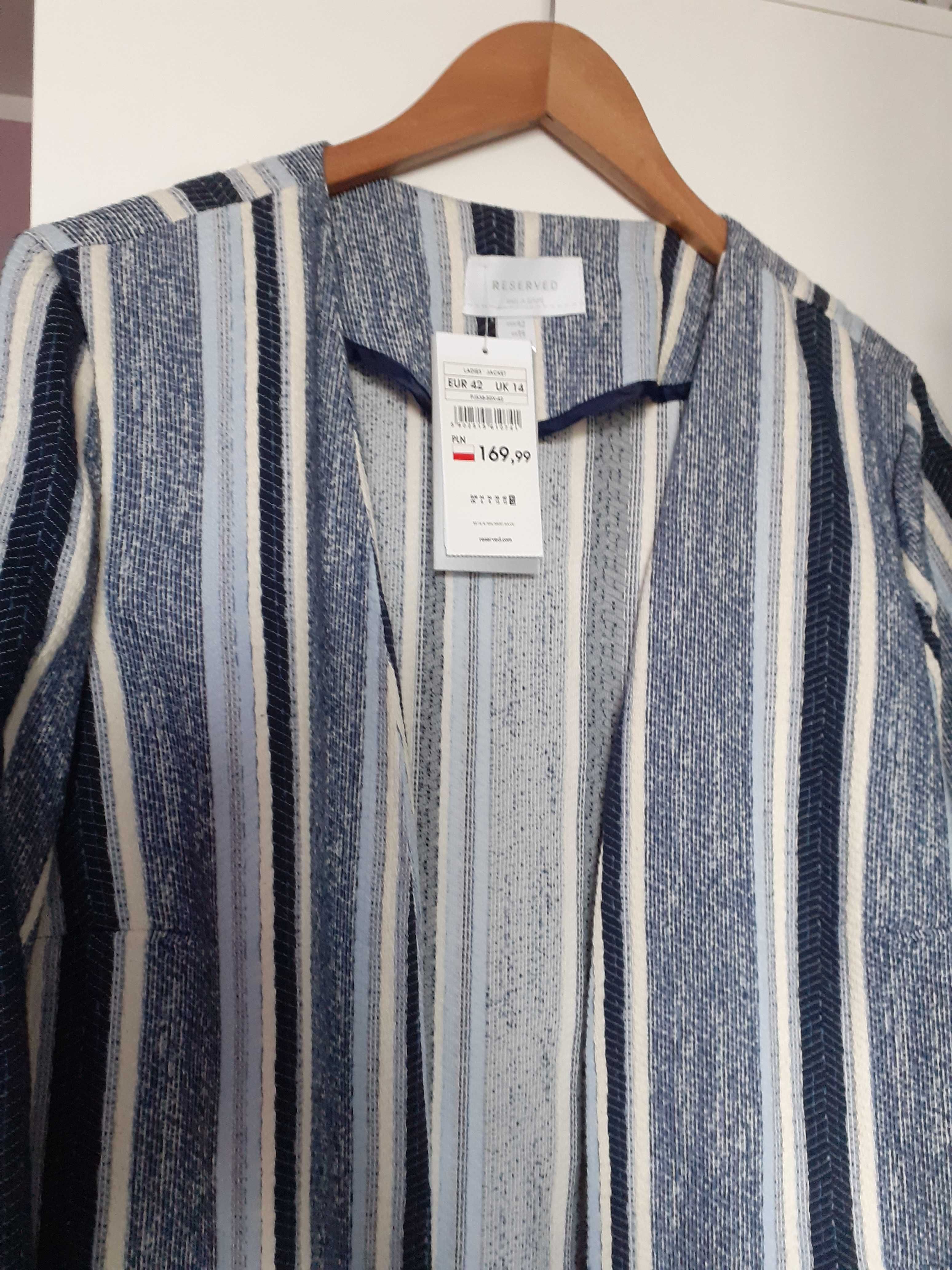 Marynarka w paski niebieska kremowa 42 Reserved