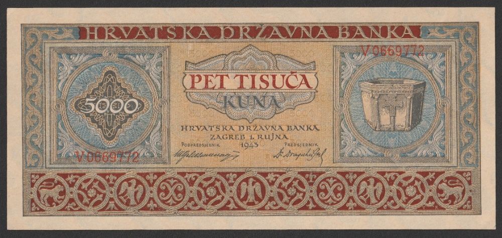 Chorwacja 5000 kuna 1943 - stan bankowy UNC