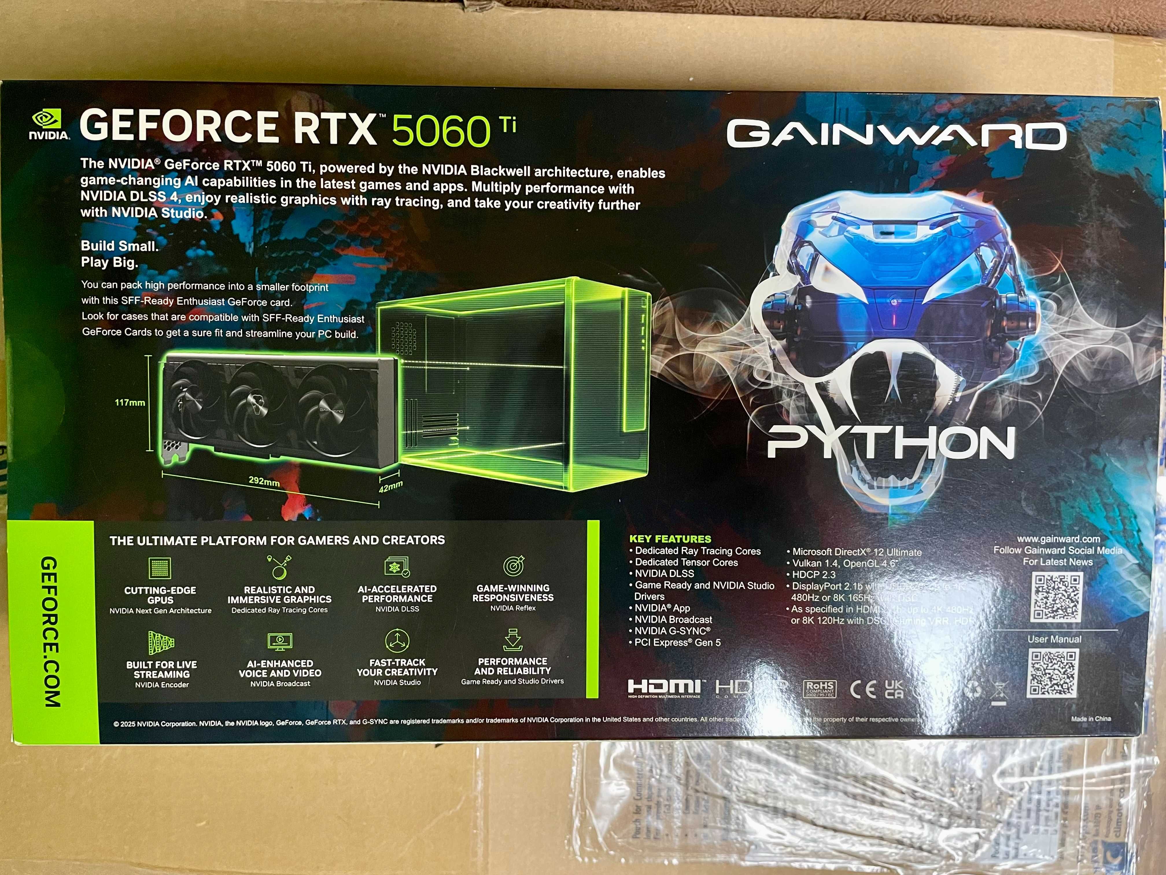Placa grafica Gainward GeForce RTX 5060 Ti Python III OC
