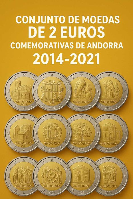 Conjunto 2€ comemorativas de Andorra 2014 a 2021