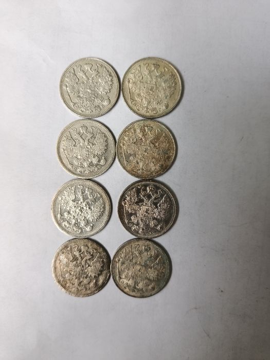 Срібні монети. Серебряные монеты 15 копеек. 1903,5,6,9,12-1915 год