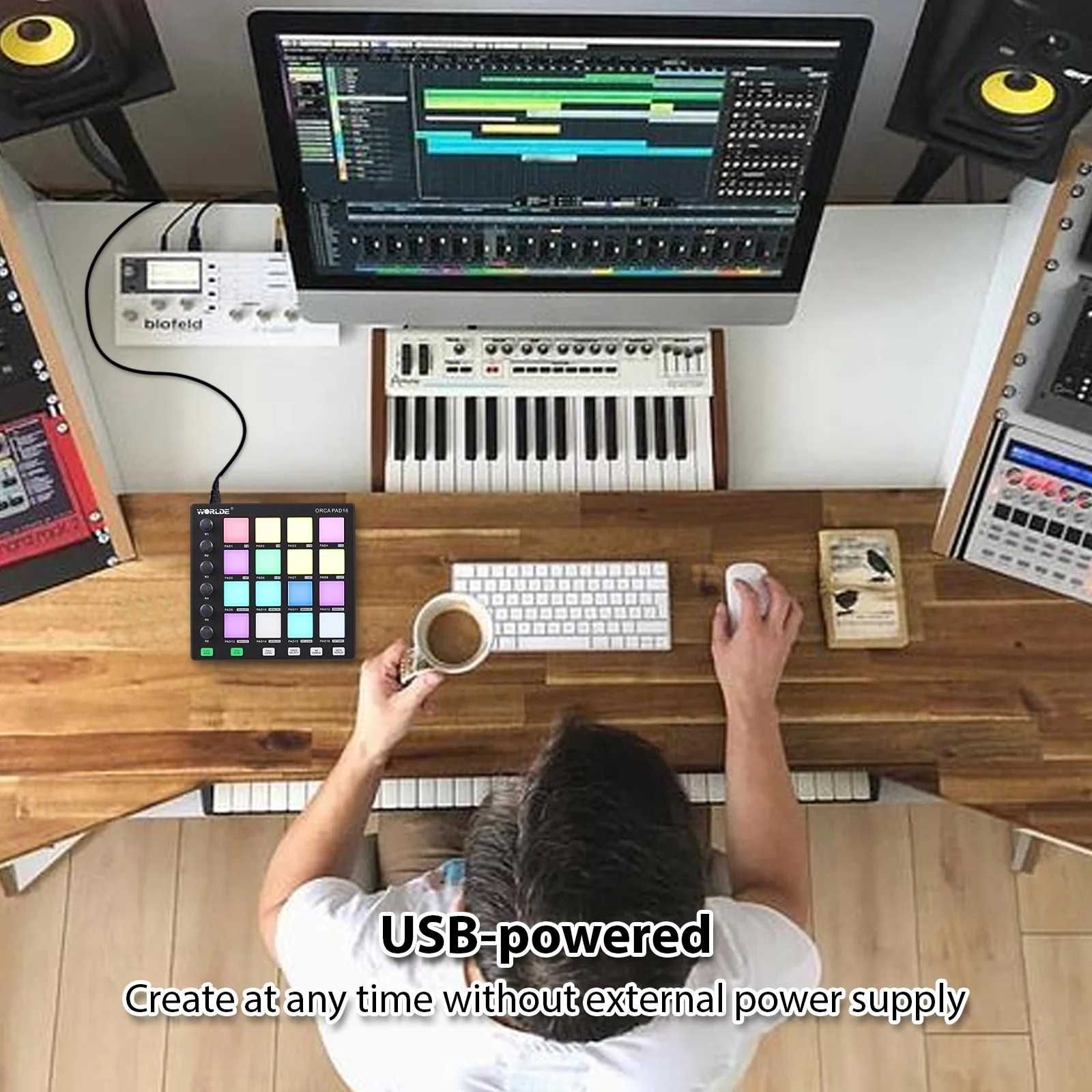 MIDI Controller Pad Backlit Drum Pads Beat Maker Machine, 6 botões