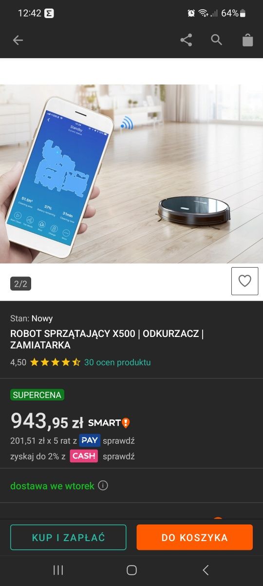 Robot Neatsvor x500 inteligentny Wi Fi odkurzający, mopujący, praktycz