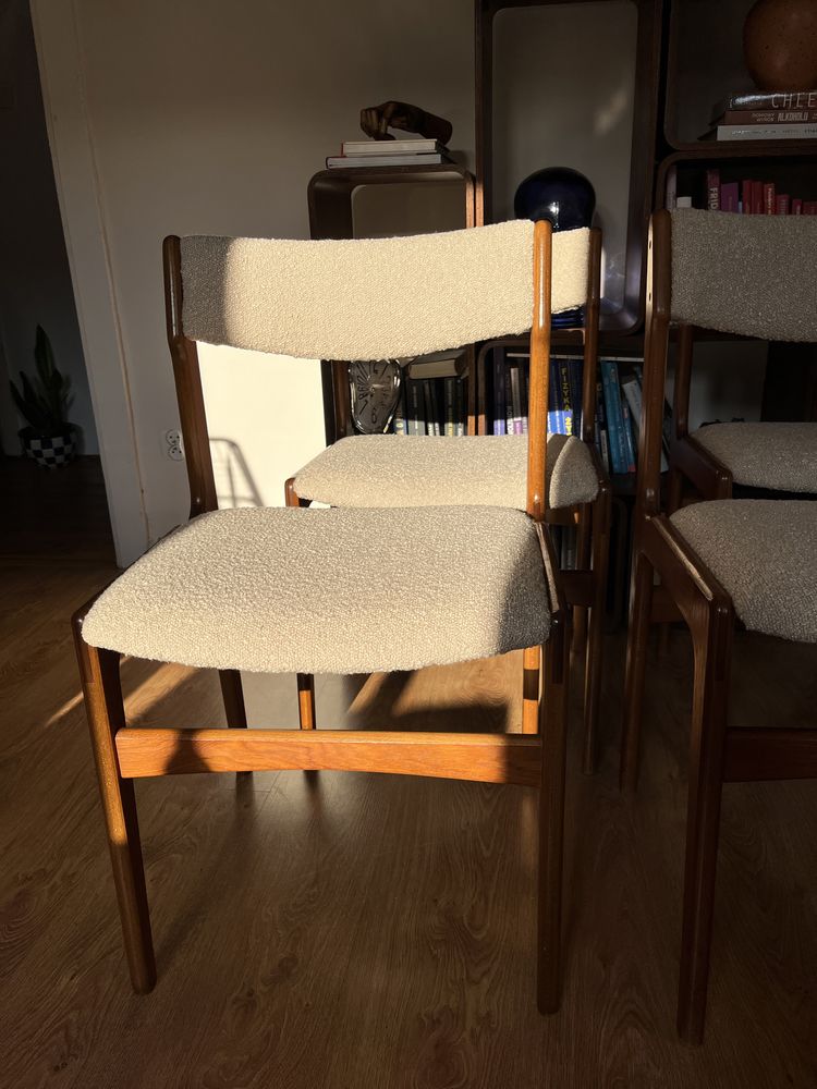 krzesła erik buch dania lata 60 boucle skandynawski vintage