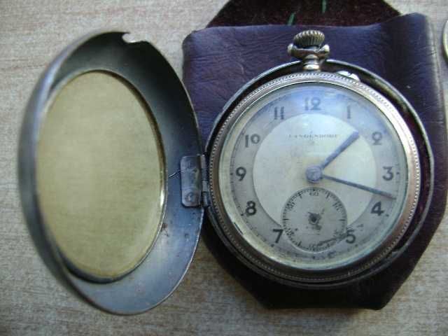 Starocie z PRL Zegarek Kieszonkowy Langendorf nie chodzi+etui D.R.G.M.