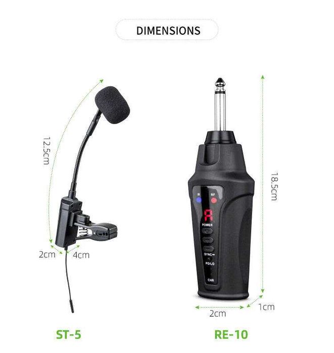 Acemic ST-5 zestaw bezprzewodowy do saksofonu , trąbki ST5