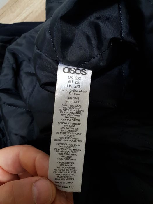 Ocieplana kurtka męska wełniana Asos 2XL XXL
