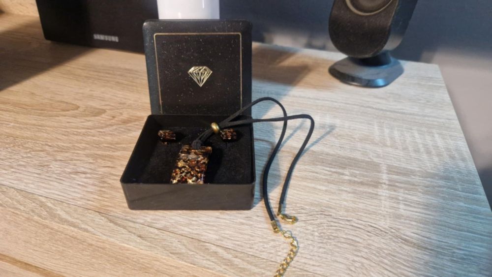 Komplet Naszyjnk+kolczyki Vetro Di Murano Kobalt na Rzemyku !! Piekne