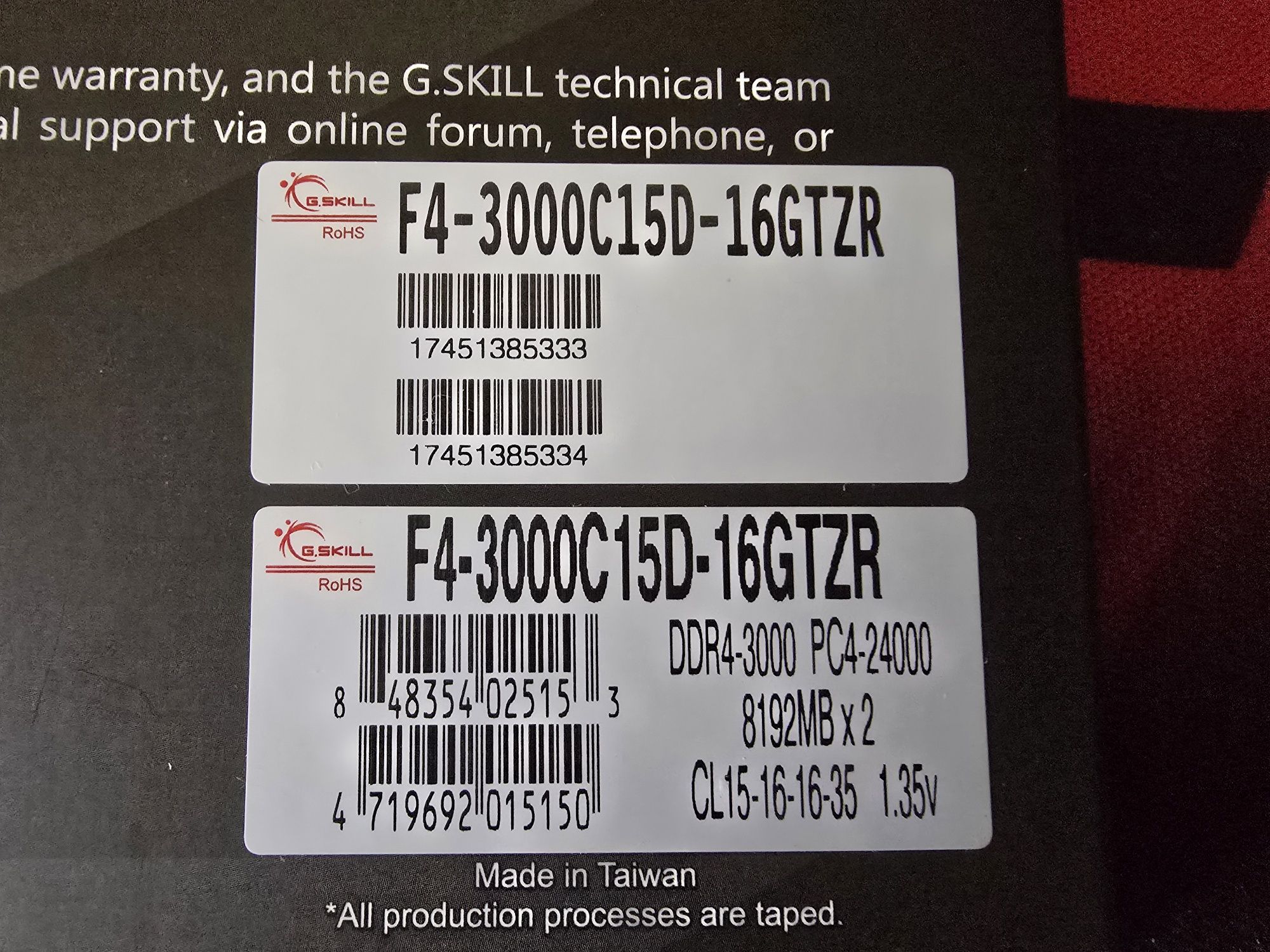Kit de Memórias DDR4 G Skill RGB 2x8 16gb