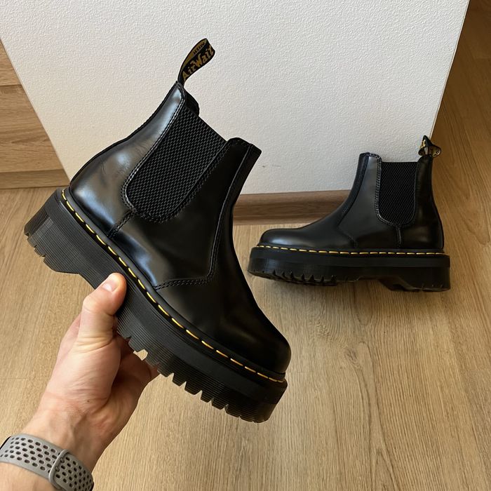 Dr. Martens 2976 quad black smooth Ботінки челсі на високій підошві