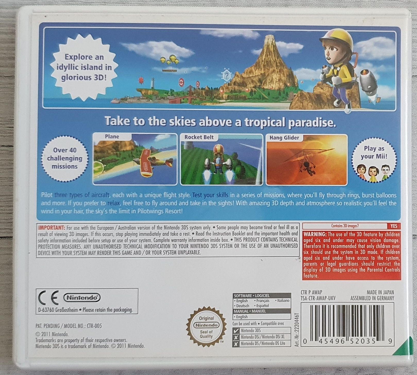 "Pilotwings Resort" gra Nintendo 3DS wersja angielska