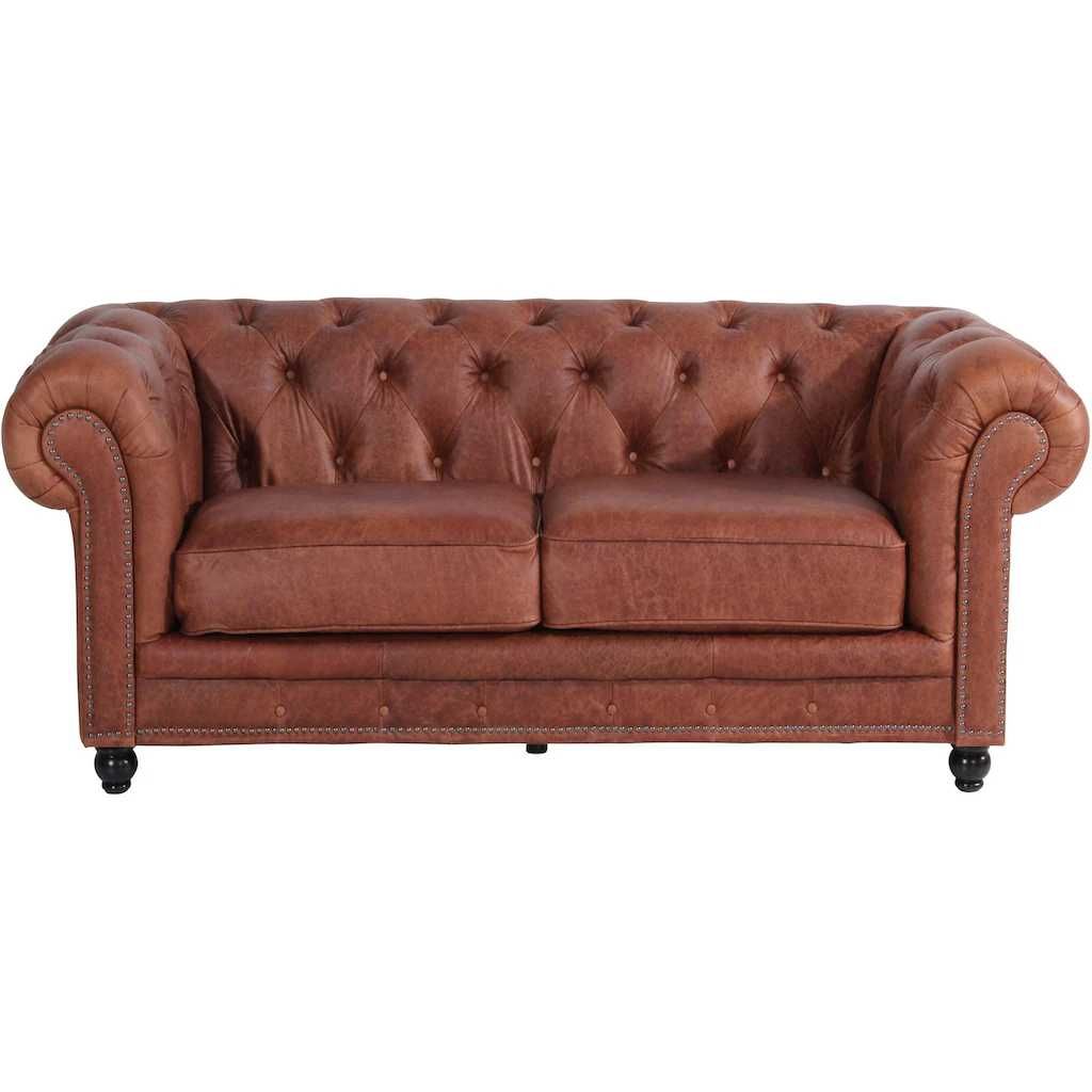 Chesterfield sofa »Old England«, 2-osobowa skórzana sofa 192 cm