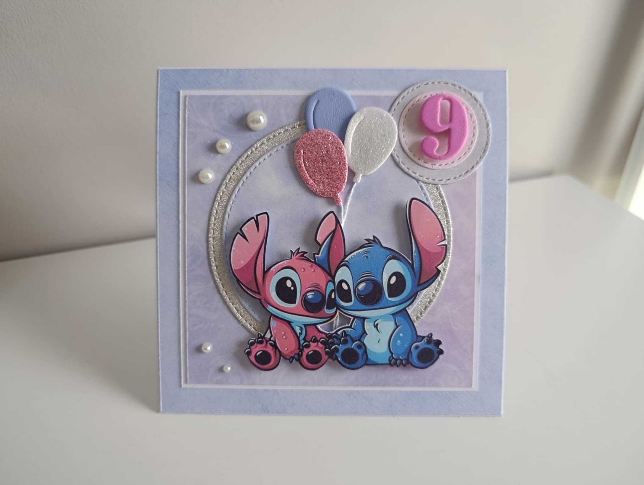 Kartka ręcznie robiona Stich i Angel