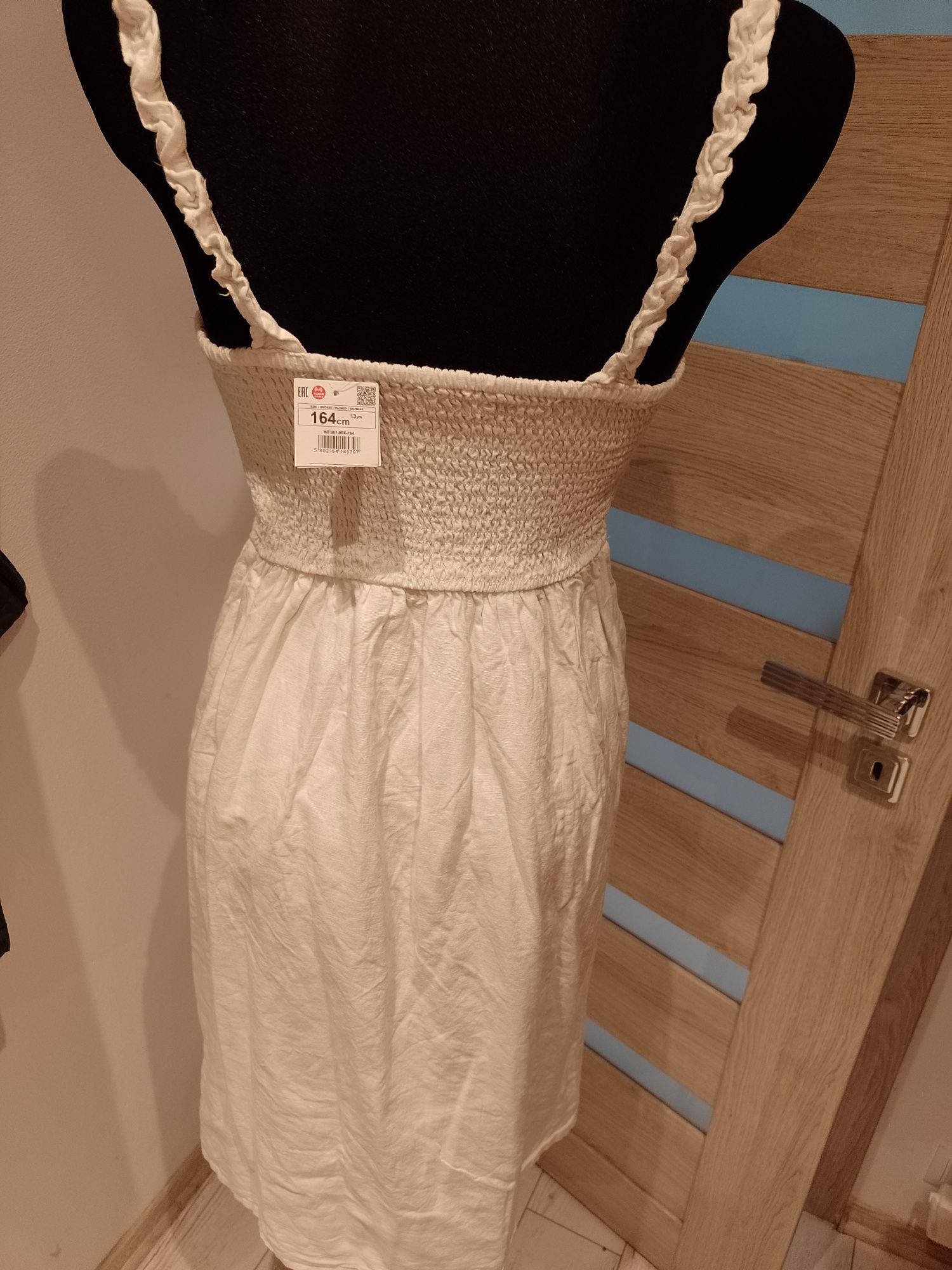 Dziewczęca zwiewna sukienka Reserved na 164cm biała bawełna len