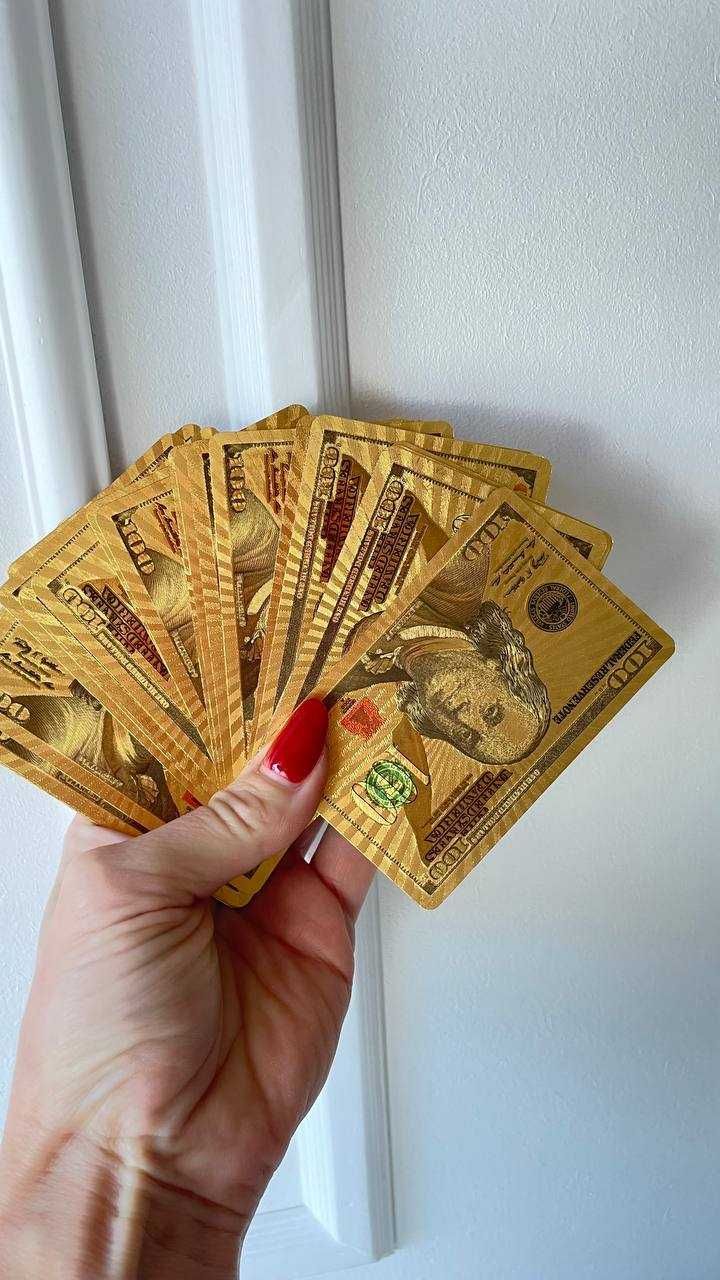 Baralho de Cartas de Dólar em caixa de presente de madeira