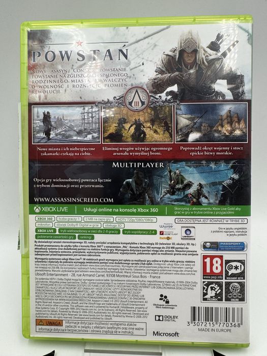 PL Assassins Creed 3 Xbox 360 Gwarancja