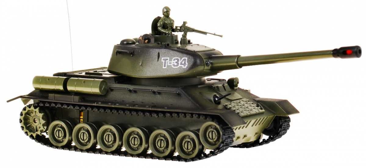 Zdalnie sterowany czołg T-34 dla dzieci 3+ Zielony model Strzelający