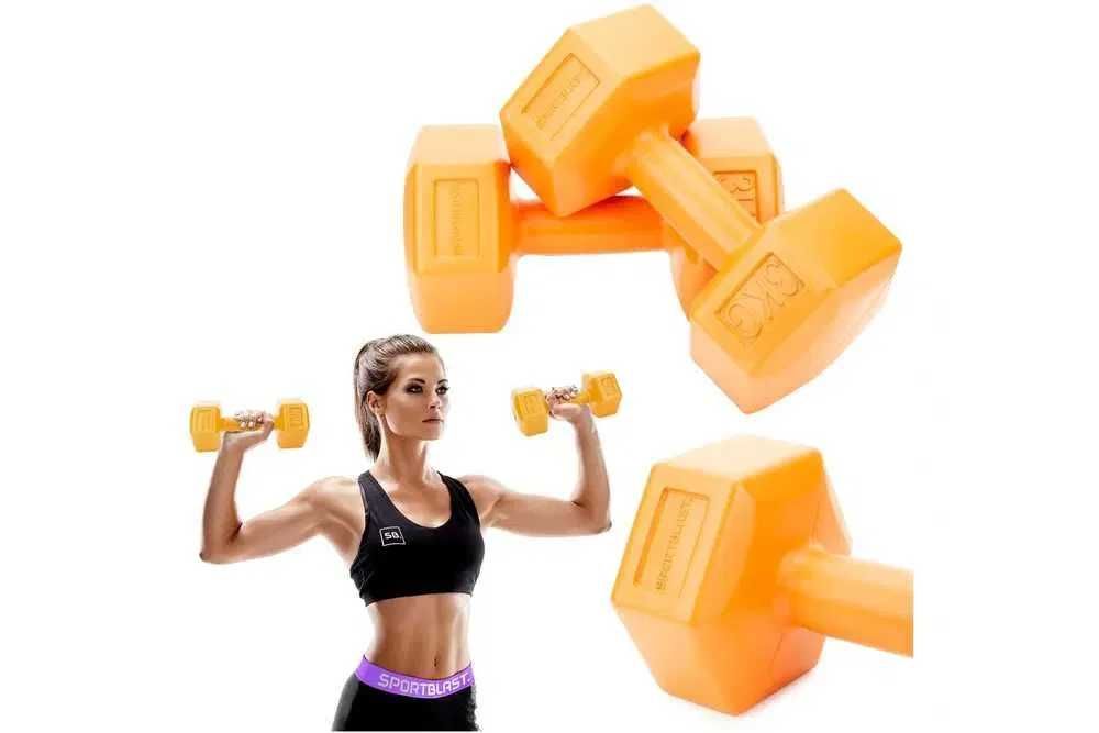 HANTLE 2x3kg hantelki CIĘŻARKI ZESTAW hantli do ćwiczeń 6kg BIA
