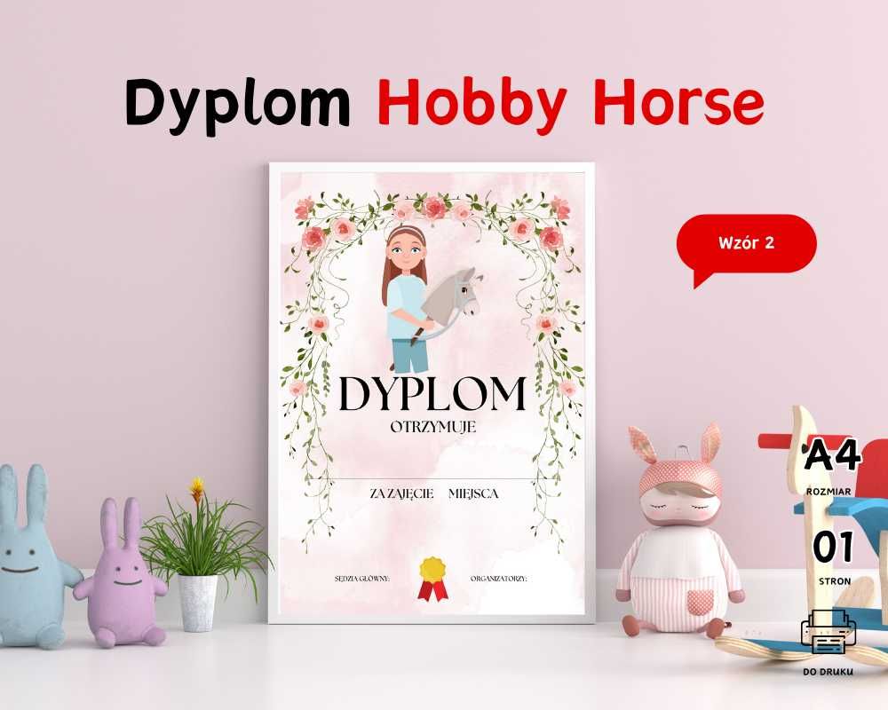 Dyplom Hobby Horse – 5 wzorów do wyboru A4 PDF do druku