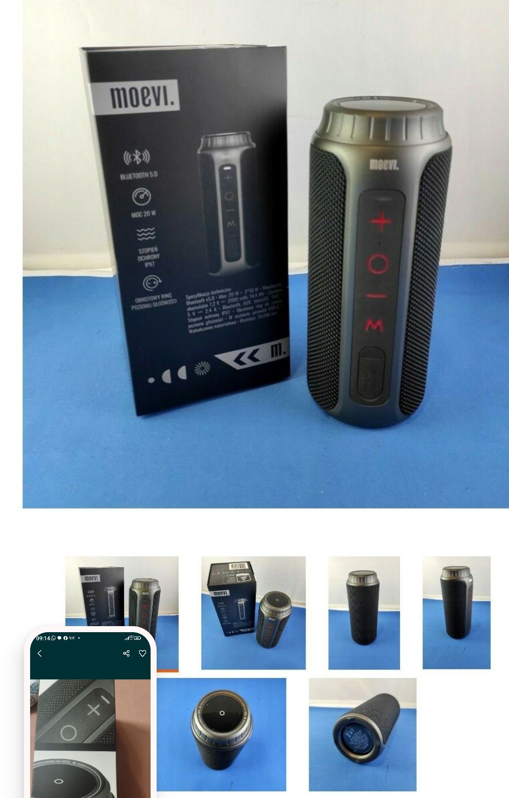 Nowy Moevi BT moc 20W wodoodporny głośnik