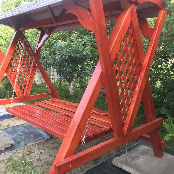 Садовые деревянные качели детские горки