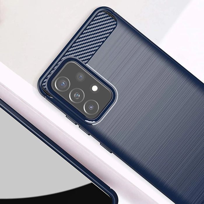 Carbon Case elastyczne etui pokrowiec do Samsung Galaxy A72 niebieski