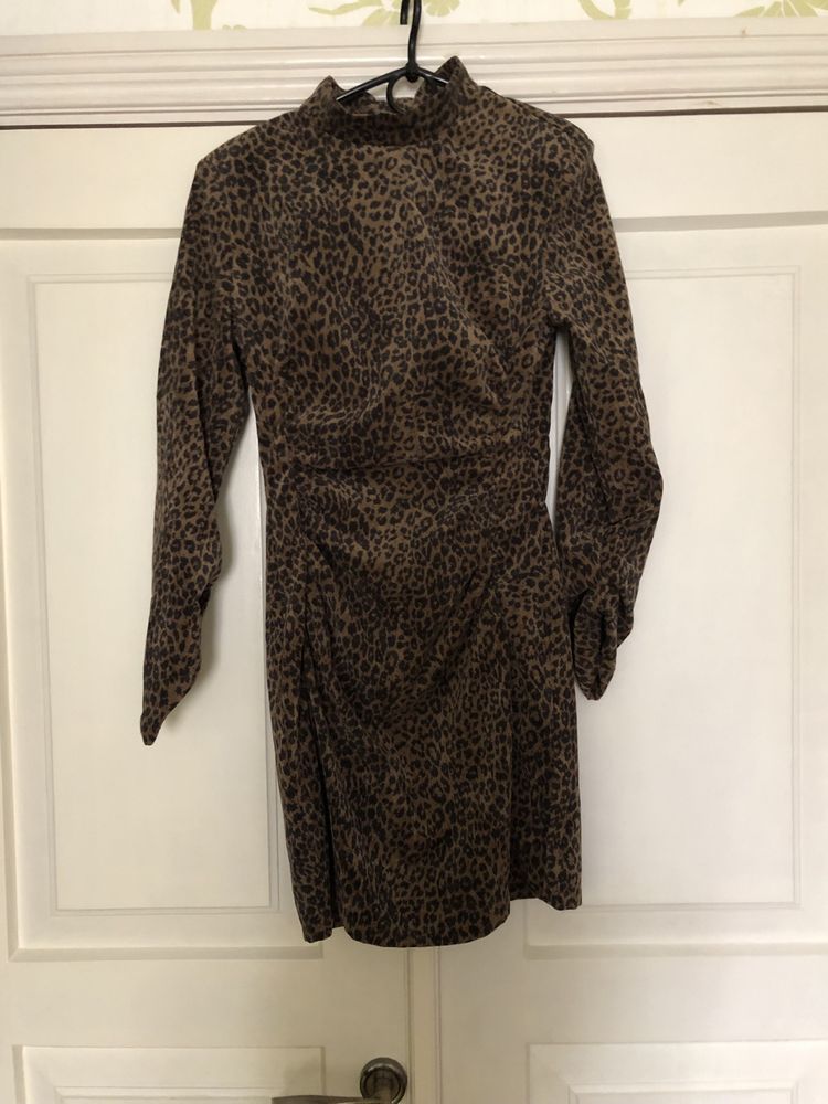 Сукня платье zara розмір xs-s міні коротне вельветове леопардове
