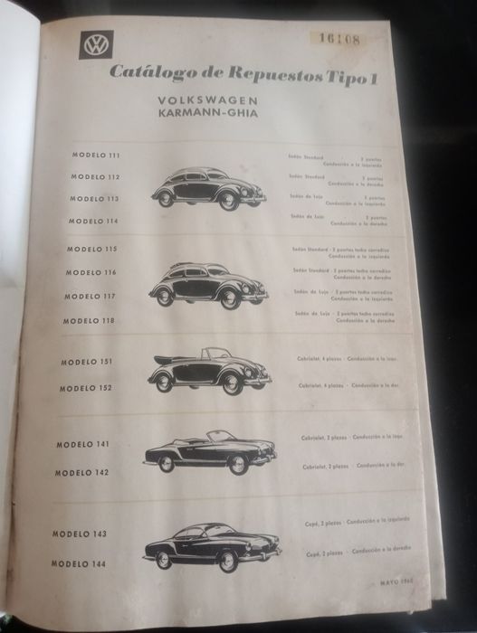 Volkswagen Carocha, catálogo de peças