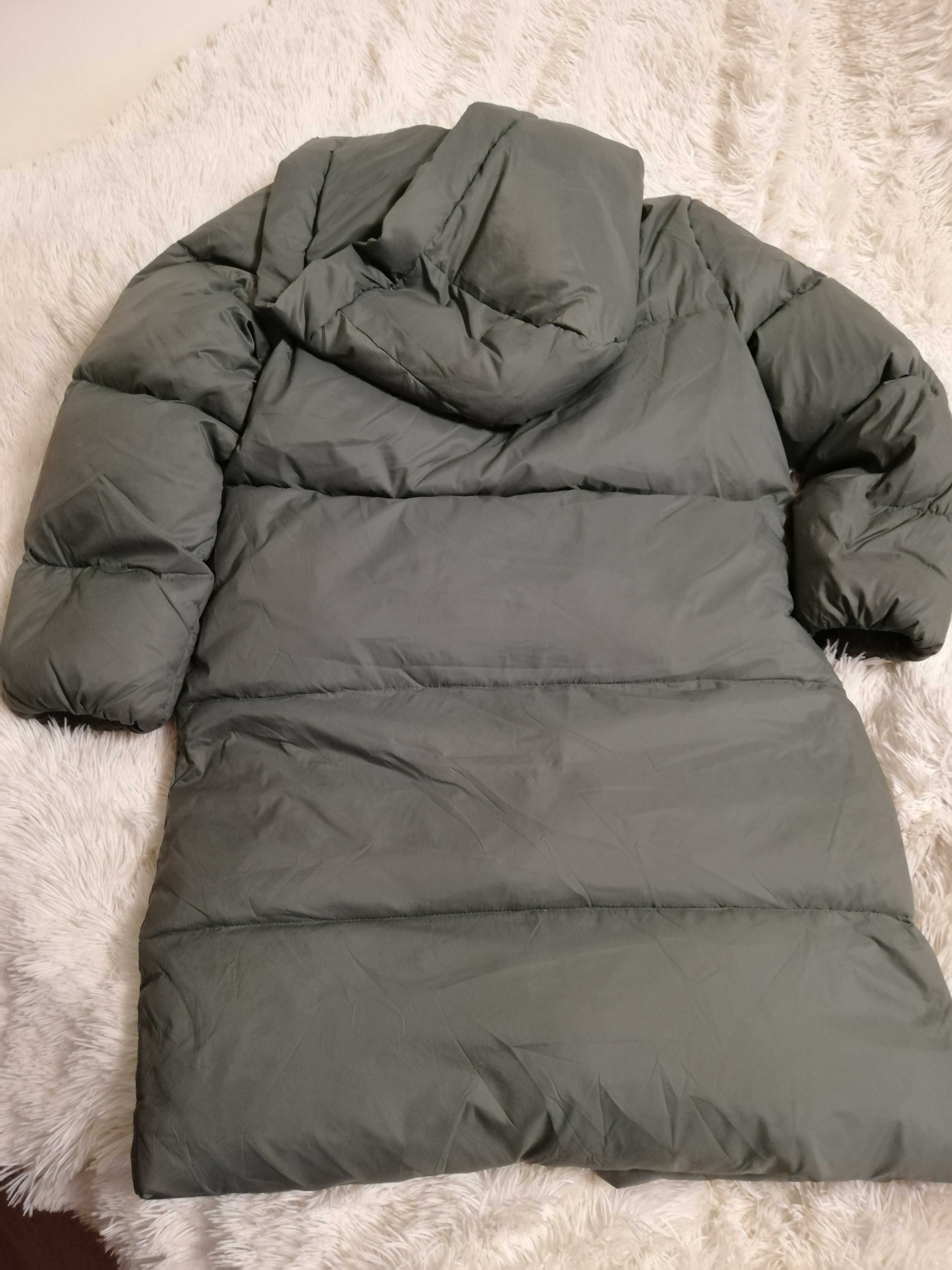 kurtka parka puchowa Zara 152 na wiek 11-12 lat zielona