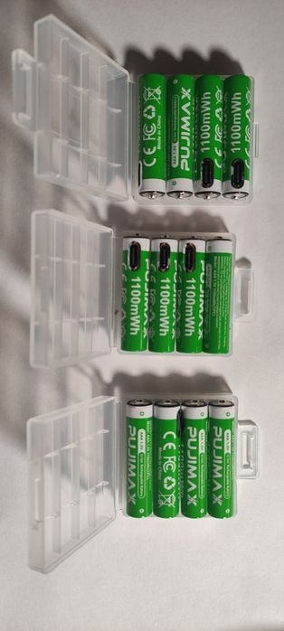 Батарейки мініпальчикові, акумуляторні AAA 1.5V, usb type-c, Pujimax