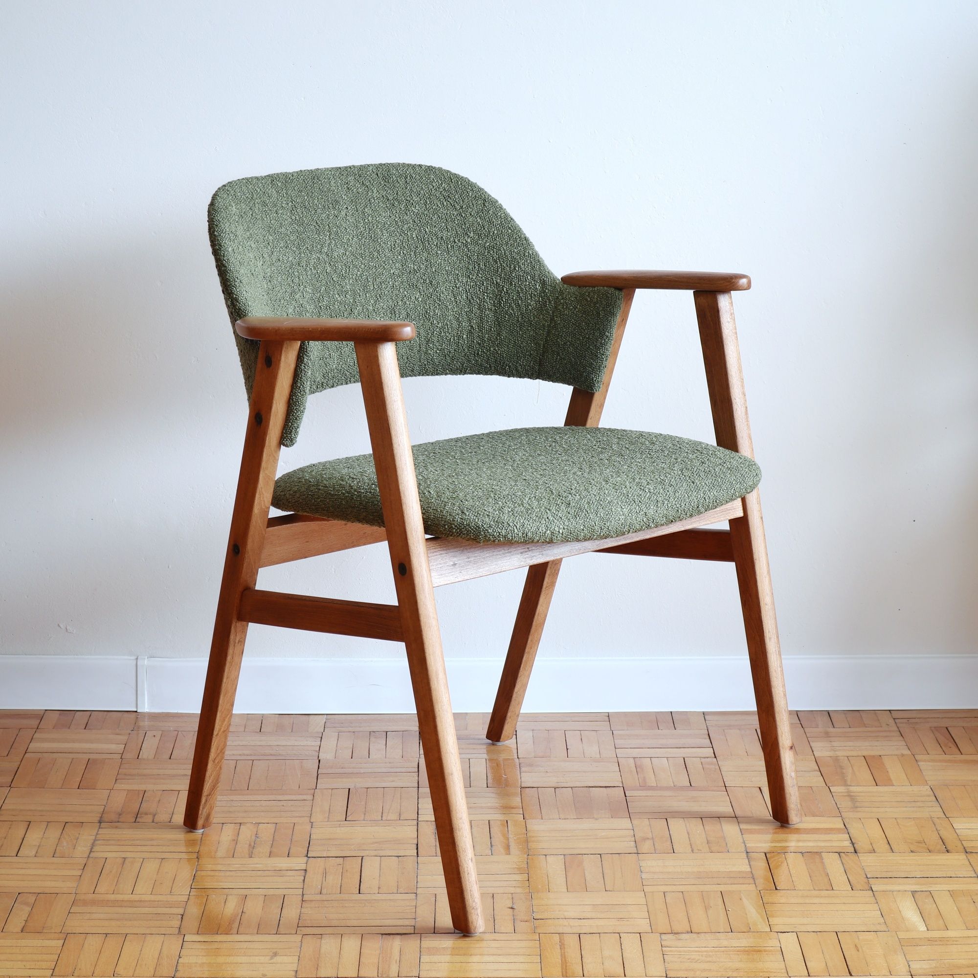 Krzesło fotel Cees Braakman lata 50 mid century boucle vintage