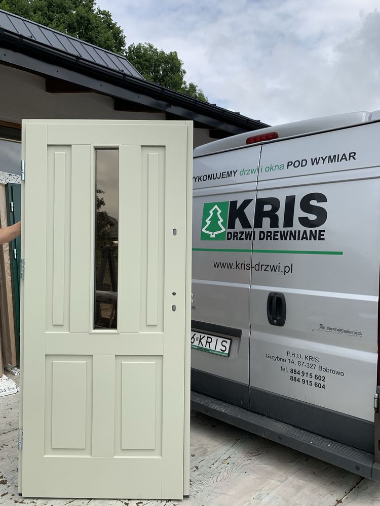 Drzwi wejściowe Kris zewnętrzne drewniane 900 Ofert  CZYSTE POWIETRZE