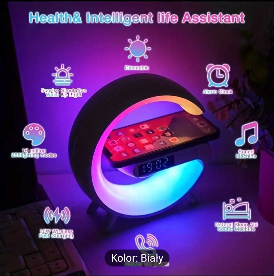 Lampka RGB budzik ładowarka radio bluetooth