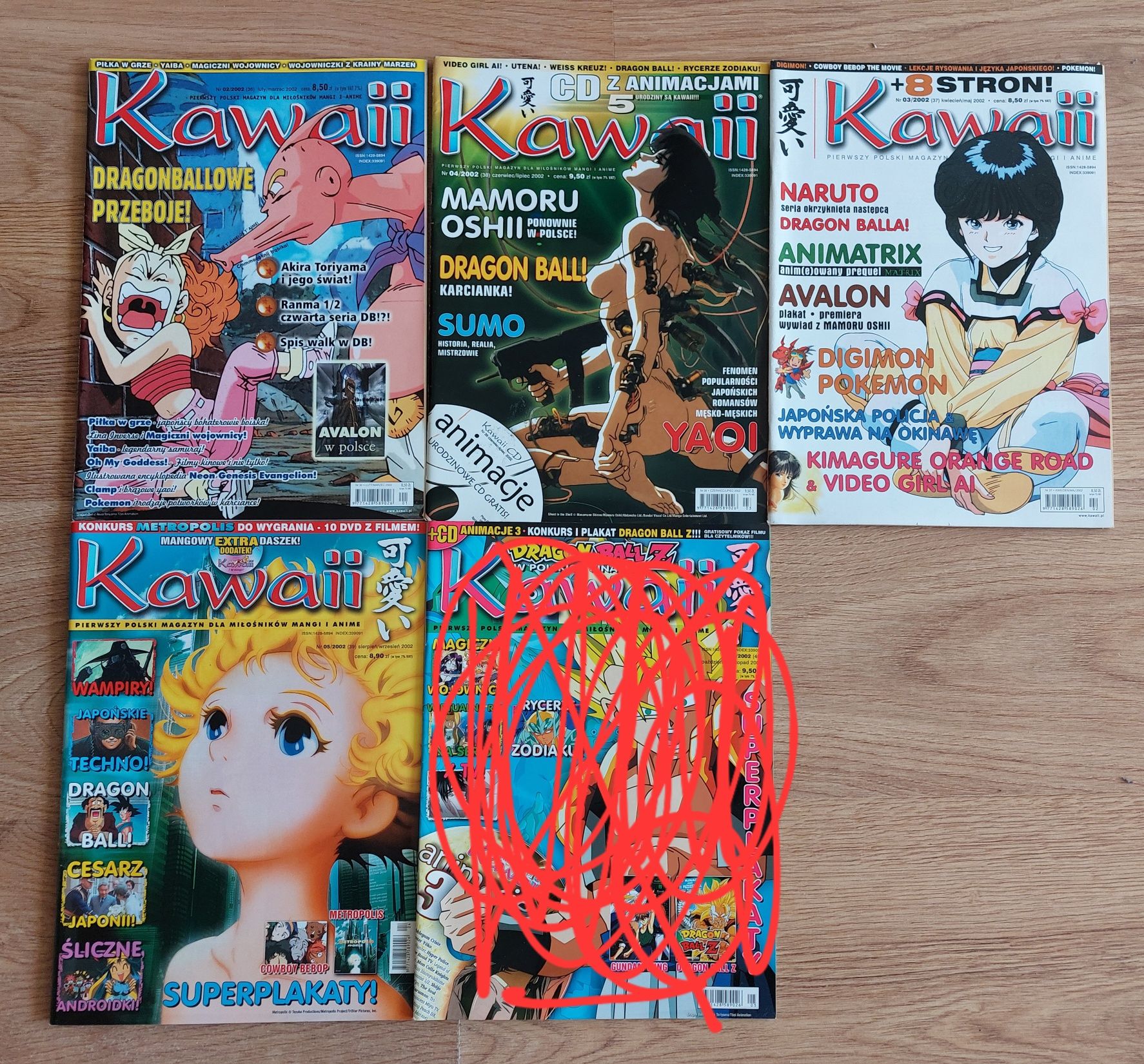 4 magazyny Kawaii rocznik 2002. Manga anime.