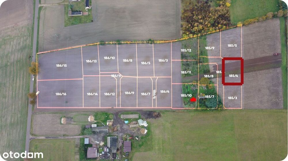 Działka 185/4 Podgórze Parcele, 1151 m², 65 zł/m²