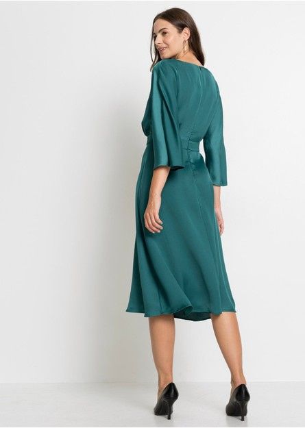 B.P.C zielona sukienka satynowa midi ^38
