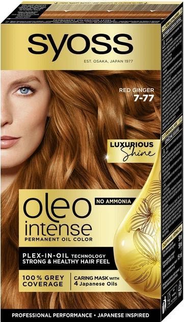 Фарба для волосся без аміаку SYOSS Oleo Intense 7-77 Яскравий Мідний