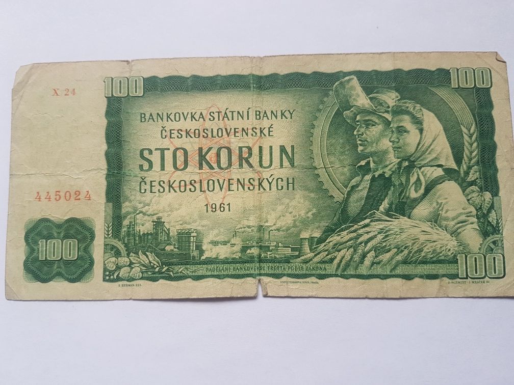 100 korun, koron Ceskoslovenskych 1961r.