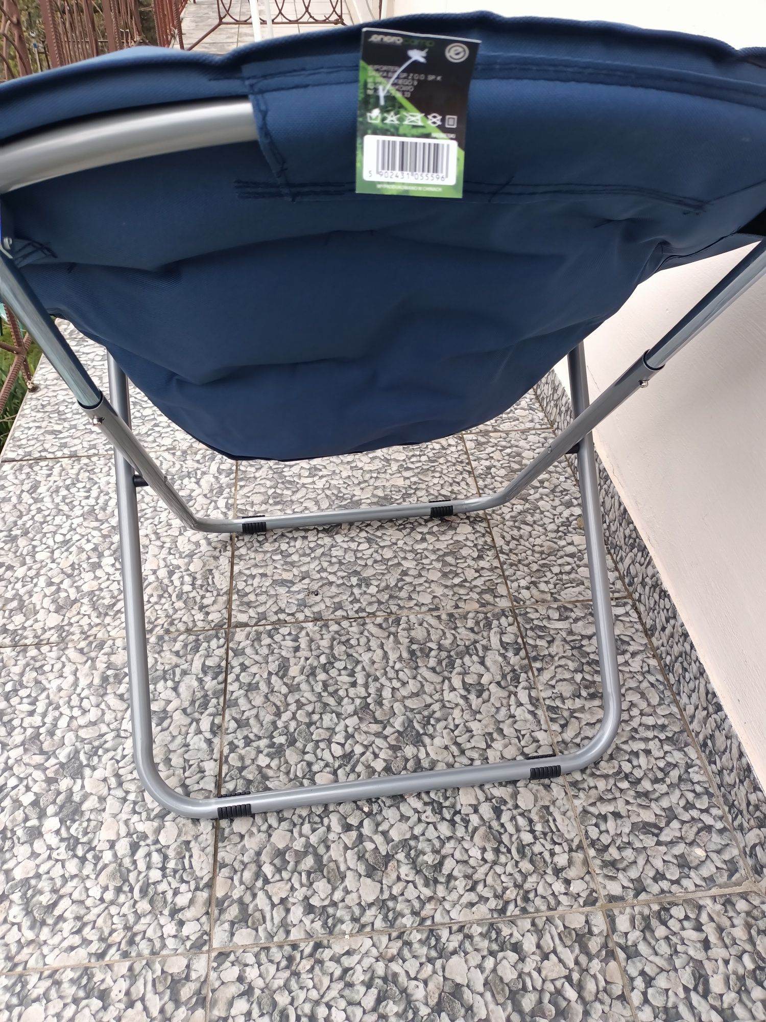 Krzesło Fotel Turystyczny Składany Kempingowy Granatowy ENERO